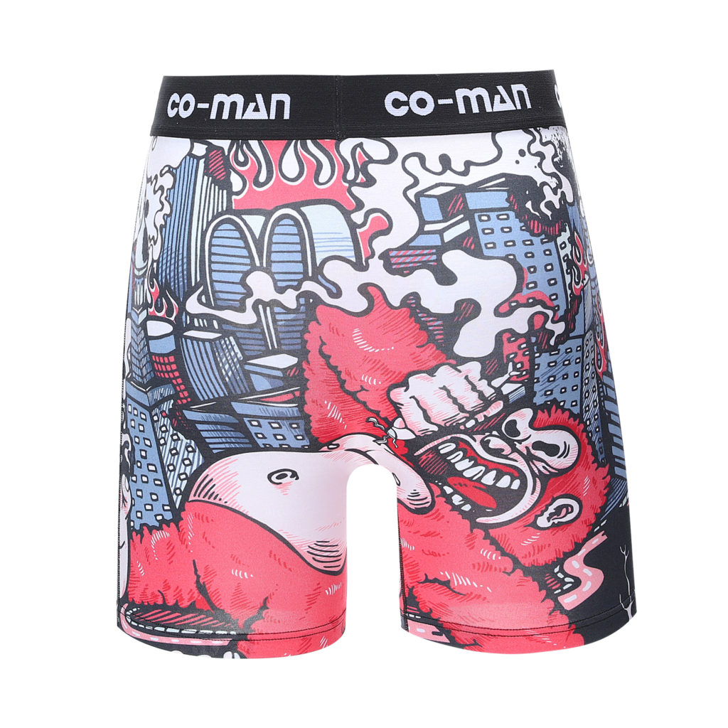 Custom sublimation printed boxer briefs with jacquard waistband mid leg